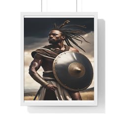 African Wall Art, Black Warrior Poster, Vertical Framed Poster, Home and Living Decoration, Aesthetic Wooden Frame Poster