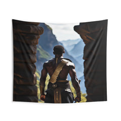 Leader of the Pack, Black Male Art, African Warrior Tapestry Wall Art, Black Man Back Side Wall Art, African American Art Aesthetic Room Decor