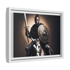 Warrior with Shield on Horseback  Matte Canvas, Framed (Multi-color)