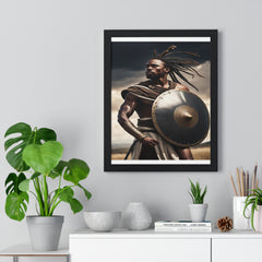 African Wall Art, Black Warrior Poster, Vertical Framed Poster, Home and Living Decoration, Aesthetic Wooden Frame Poster