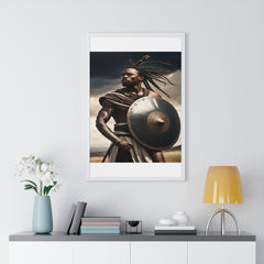 African Wall Art, Black Warrior Poster, Vertical Framed Poster, Home and Living Decoration, Aesthetic Wooden Frame Poster