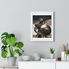 African Wall Art, Black Warrior Poster, Vertical Framed Poster, Home and Living Decoration, Aesthetic Wooden Frame Poster
