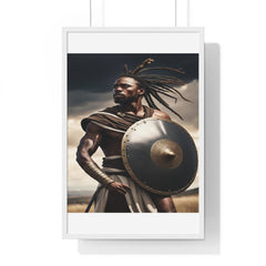 African Wall Art, Black Warrior Poster, Vertical Framed Poster, Home and Living Decoration, Aesthetic Wooden Frame Poster