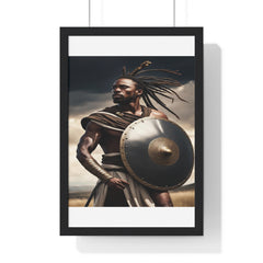 African Wall Art, Black Warrior Poster, Vertical Framed Poster, Home and Living Decoration, Aesthetic Wooden Frame Poster