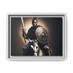 Warrior with Shield on Horseback  Matte Canvas, Framed (Multi-color)