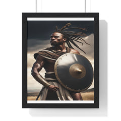 African Wall Art, Black Warrior Poster, Vertical Framed Poster, Home and Living Decoration, Aesthetic Wooden Frame Poster