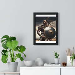 African Wall Art, Black Warrior Poster, Vertical Framed Poster, Home and Living Decoration, Aesthetic Wooden Frame Poster