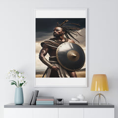 African Wall Art, Black Warrior Poster, Vertical Framed Poster, Home and Living Decoration, Aesthetic Wooden Frame Poster
