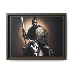 Warrior with Shield on Horseback  Matte Canvas, Framed (Multi-color)