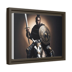 Warrior with Shield on Horseback  Matte Canvas, Framed (Multi-color)