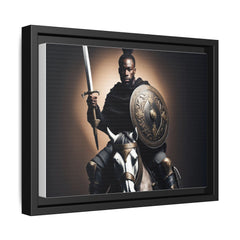 Warrior with Shield on Horseback  Matte Canvas, Framed (Multi-color)