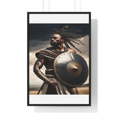 African Wall Art, Black Warrior Poster, Vertical Framed Poster, Home and Living Decoration, Aesthetic Wooden Frame Poster
