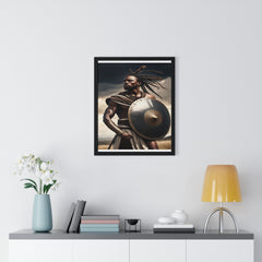 African Wall Art, Black Warrior Poster, Vertical Framed Poster, Home and Living Decoration, Aesthetic Wooden Frame Poster