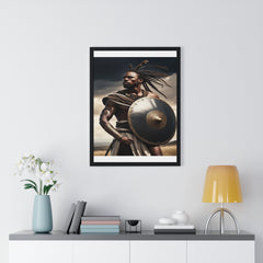 African Wall Art, Black Warrior Poster, Vertical Framed Poster, Home and Living Decoration, Aesthetic Wooden Frame Poster