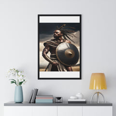 African Wall Art, Black Warrior Poster, Vertical Framed Poster, Home and Living Decoration, Aesthetic Wooden Frame Poster