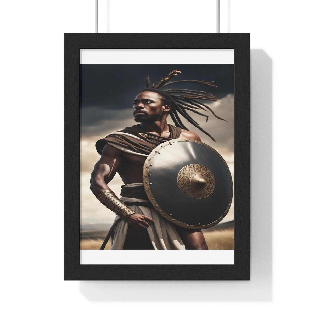 African Wall Art, Black Warrior Poster, Vertical Framed Poster, Home and Living Decoration, Aesthetic Wooden Frame Poster