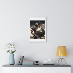 African Wall Art, Black Warrior Poster, Vertical Framed Poster, Home and Living Decoration, Aesthetic Wooden Frame Poster