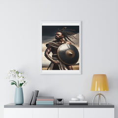 African Wall Art, Black Warrior Poster, Vertical Framed Poster, Home and Living Decoration, Aesthetic Wooden Frame Poster