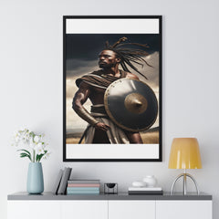 African Wall Art, Black Warrior Poster, Vertical Framed Poster, Home and Living Decoration, Aesthetic Wooden Frame Poster
