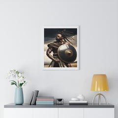 African Wall Art, Black Warrior Poster, Vertical Framed Poster, Home and Living Decoration, Aesthetic Wooden Frame Poster